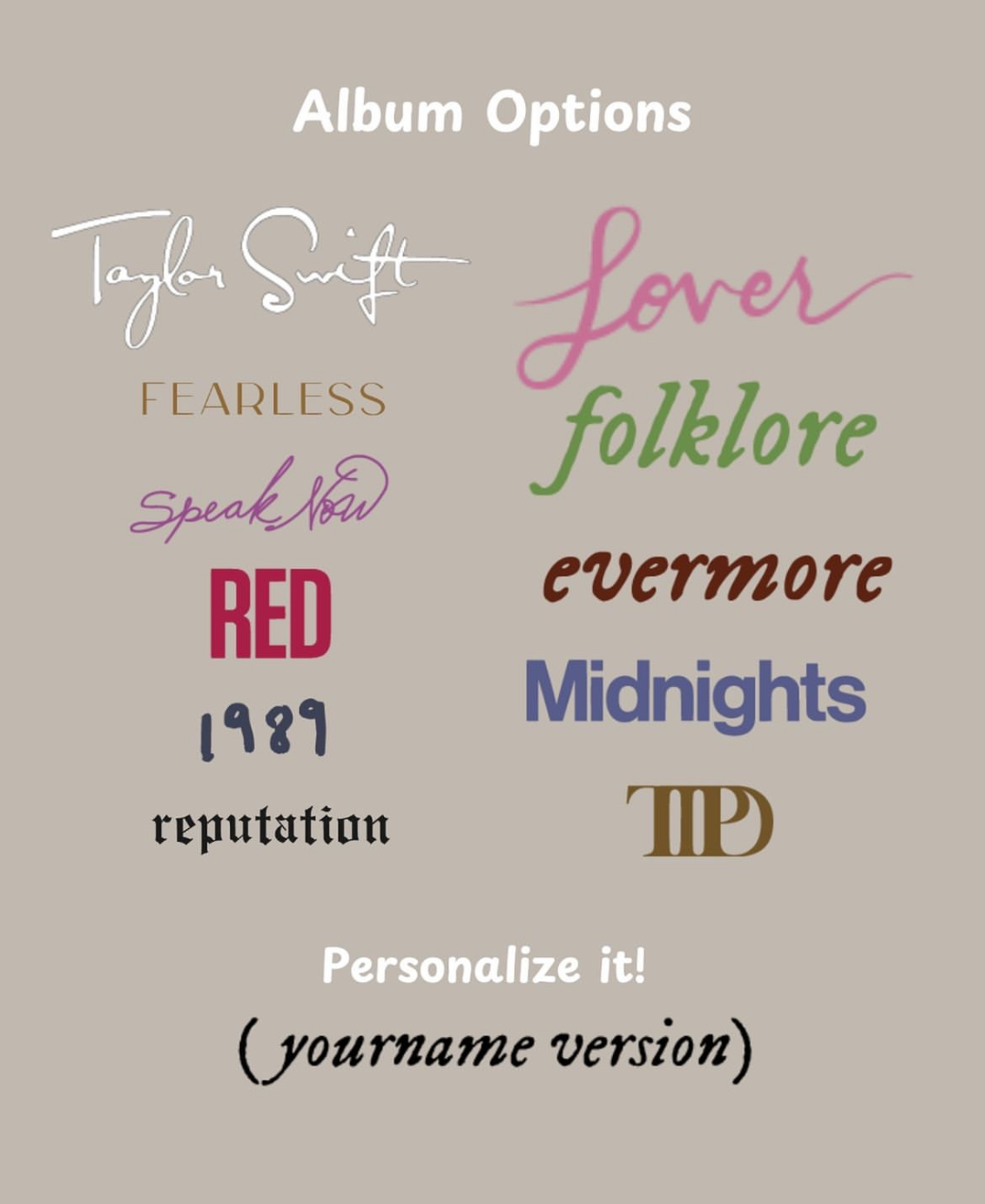 Personalized Taylor Swift Album