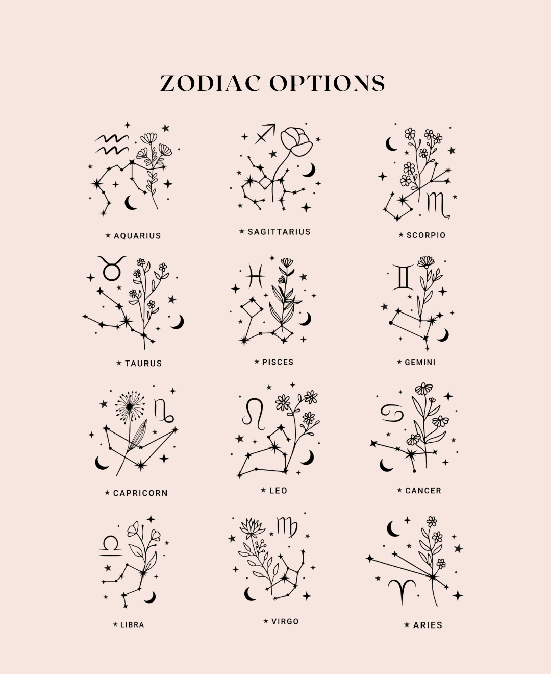 Personalized Zodiac Sign & Name